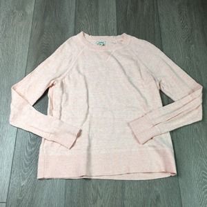 L.L. Bean Crew Neck knit Pullover Sweater 100% organic Cotton Pink Small